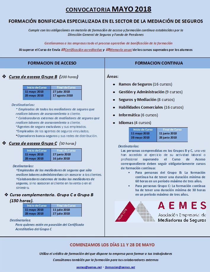 Convocatoria Mayo 2018